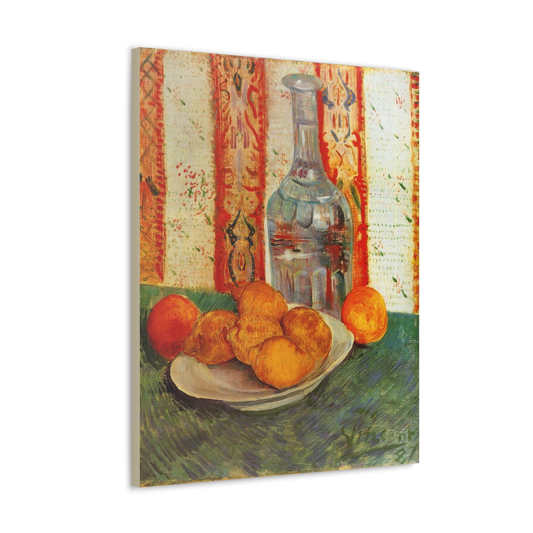 Still Life with Decanter and Lemons on a Plate - Vincent van Gogh - Canvas Gallery Wraps - Spruced Roost