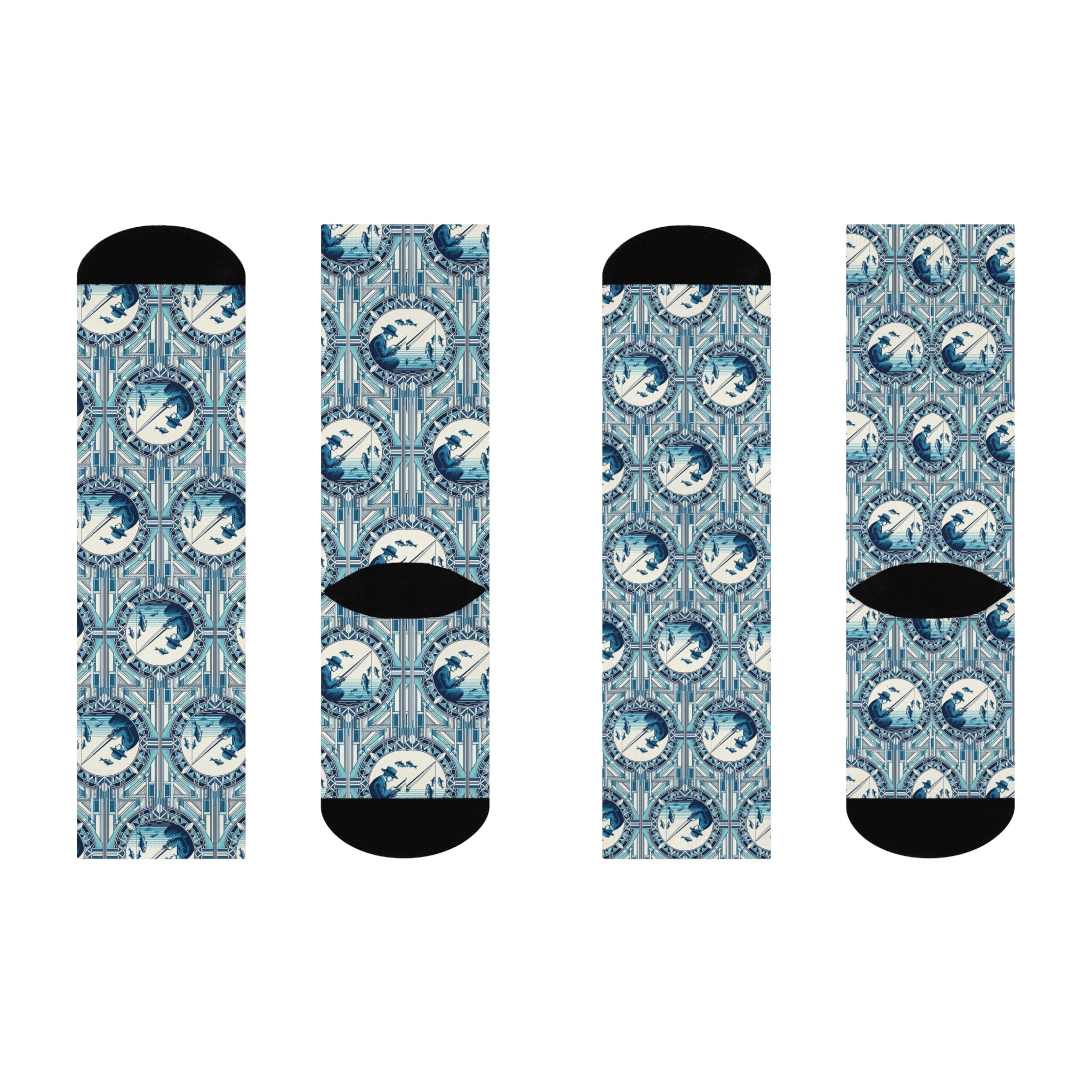 Vintage Fishing fun - Cushioned Crew Socks