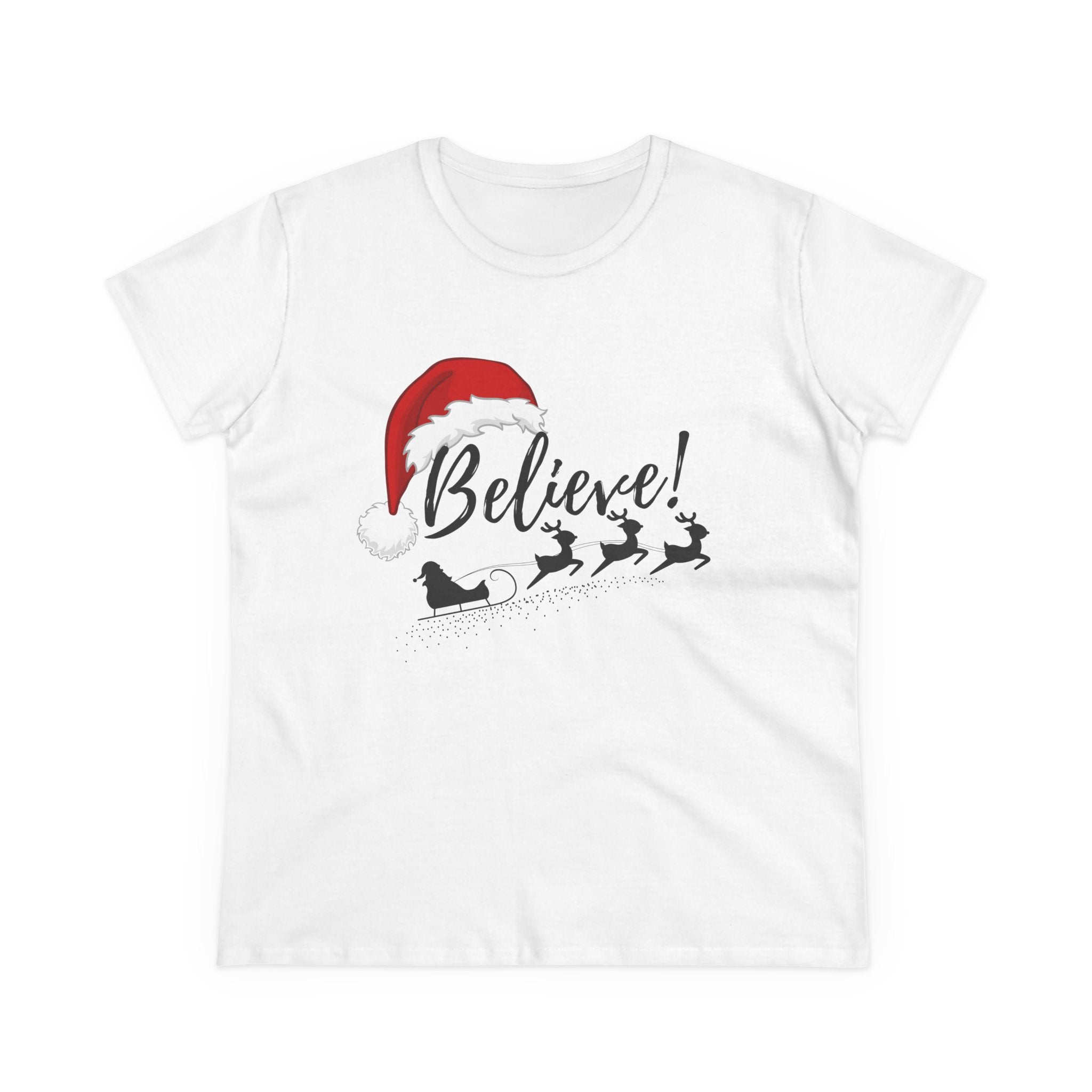 Believe! Christmas Women's Midweight Cotton TShirt