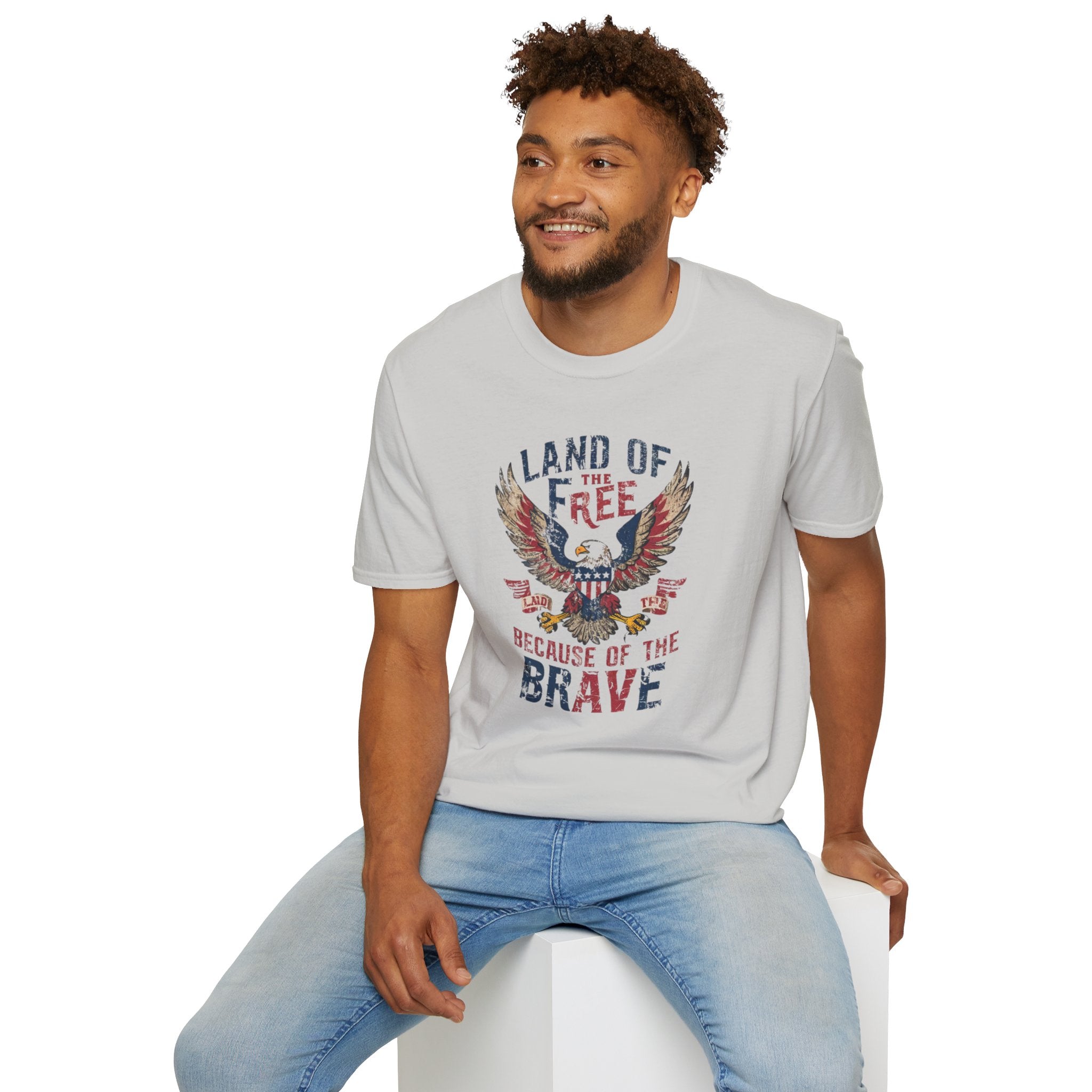 Land of the Free, Because of the Brave - Unisex Softstyle T-Shirt