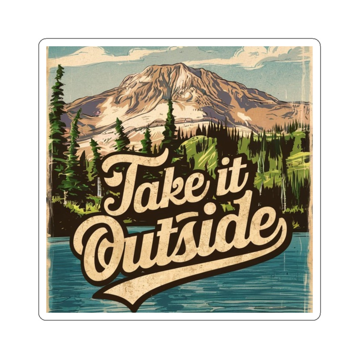 Take it Outside Mountain Lake - Kiss-Cut Stickers