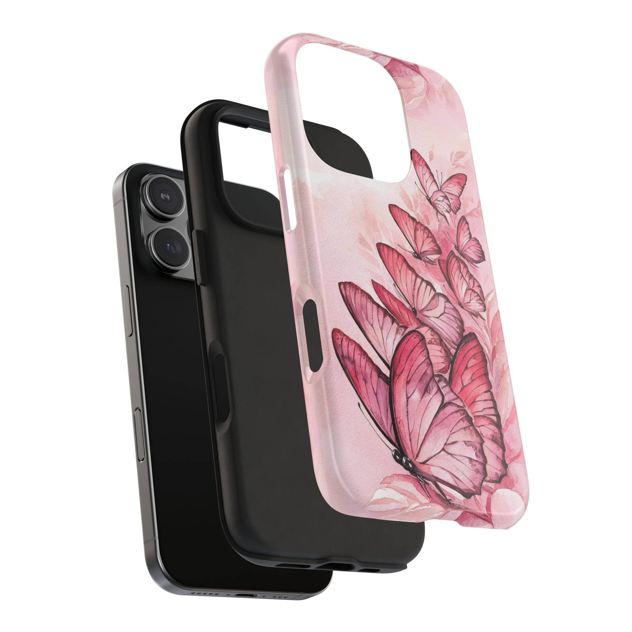 Pink Butterflies - Tough Case for iPhone 14, 15, 16 - Spruced Roost