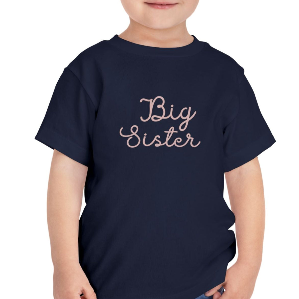 Pink Cursive - Big Sister Baby T-Shirt - Gift for New Siblings, Baby Showers