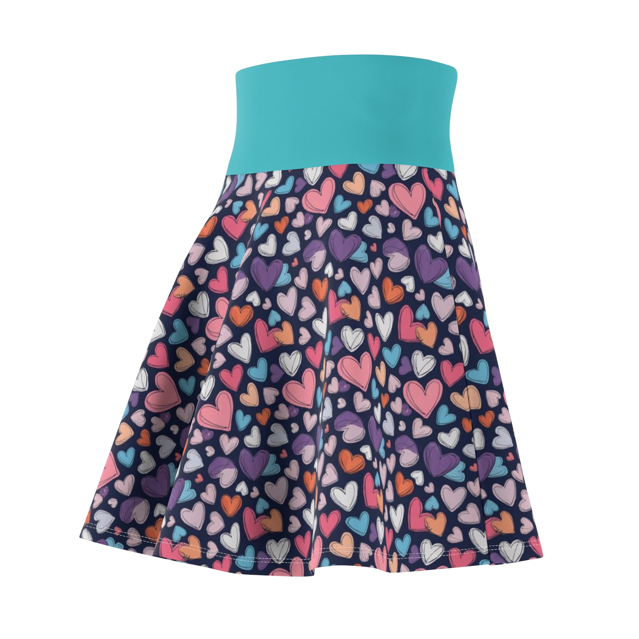 Up-Hearted Tahiti Blue Women's Skater Skirt (AOP)