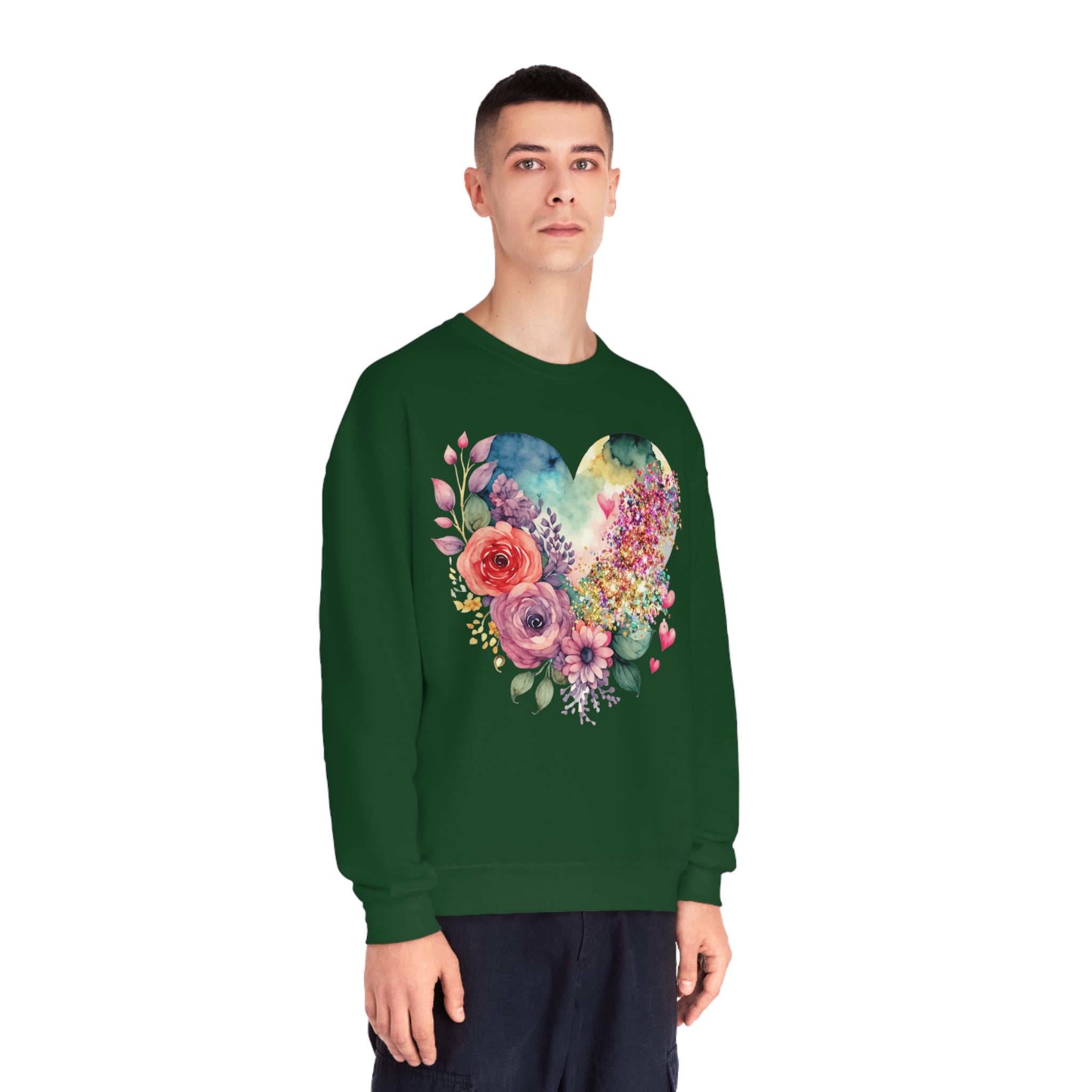 Floral Heart Unisex NuBlend® Crewneck Sweatshirt - Spruced Roost