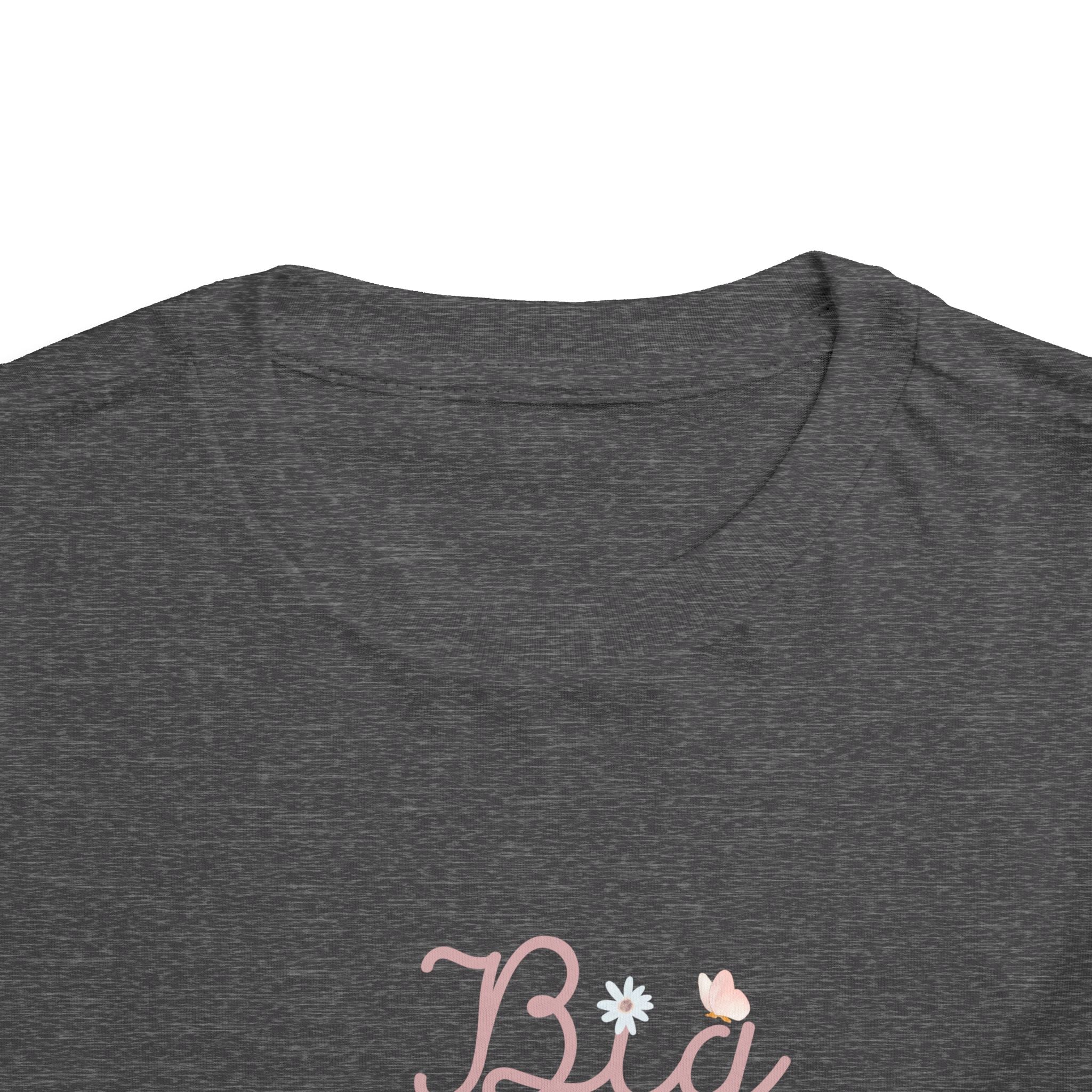 Pink Cursive Daisy Big Sister Toddler Tee