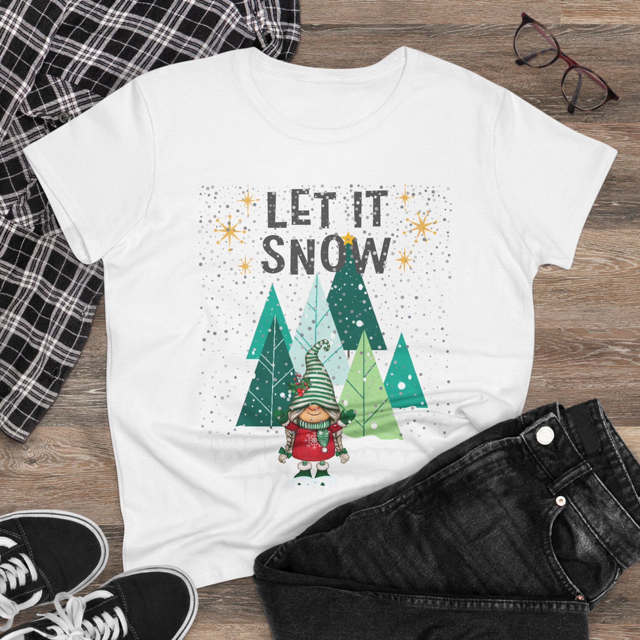 Let it Snow Gnome  - Slim Women's Midweight Cotton - Tee S-3XL