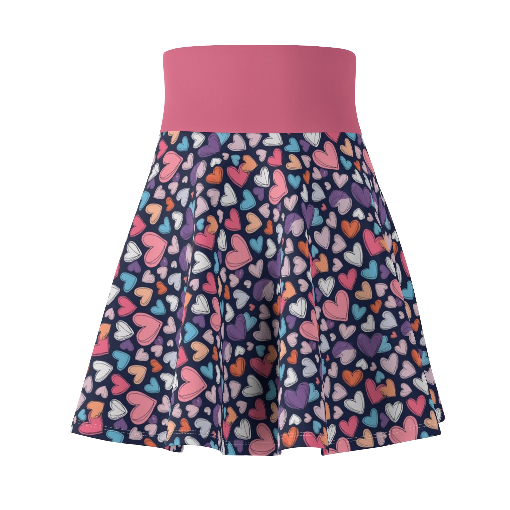 Up-Hearted Hot Pink Women's Skater Skirt (AOP)