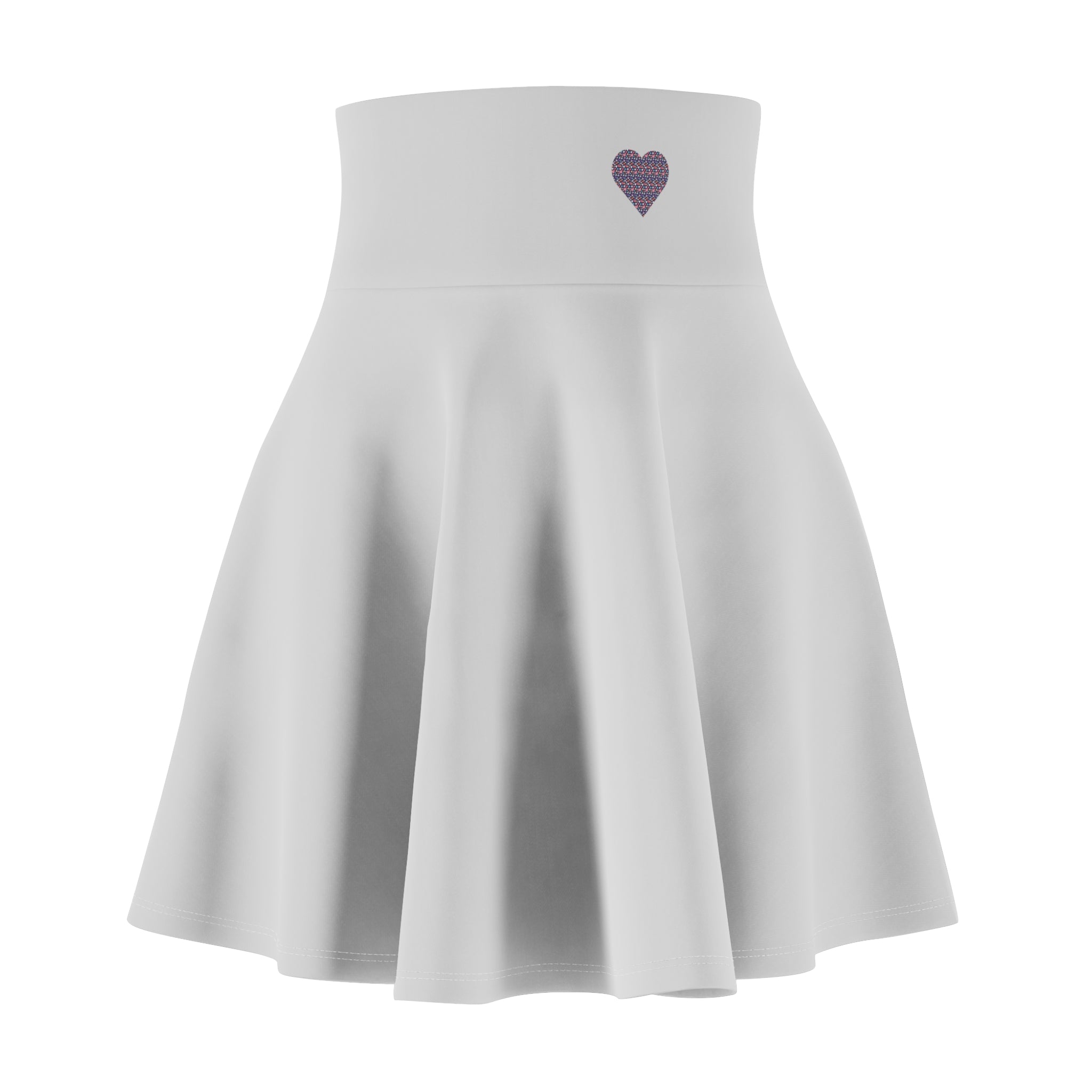 Up-Hearted Solid White Women's Skater Skirt (AOP)