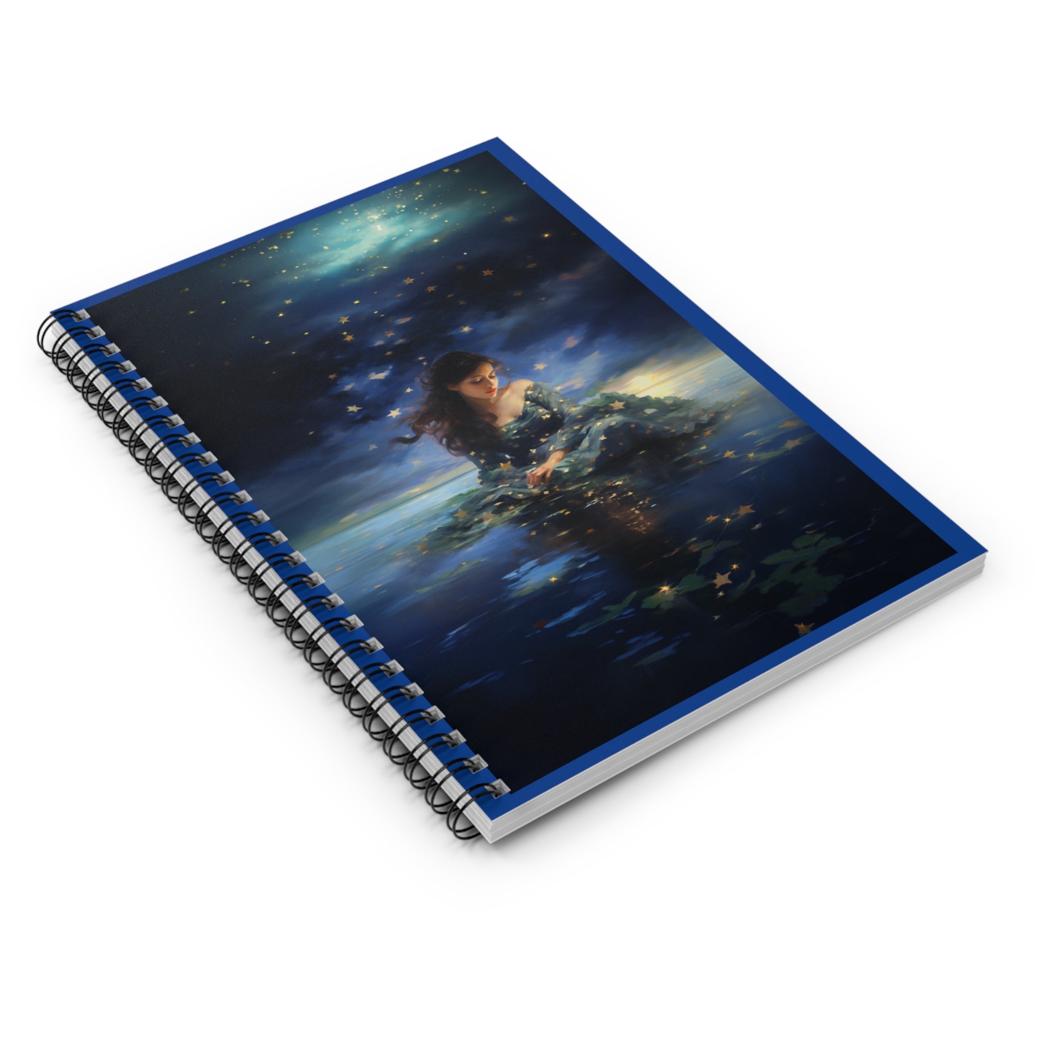 Starry Skies and Water Reflections - Spiral Notebook - Ruled Line - Spruced Roost