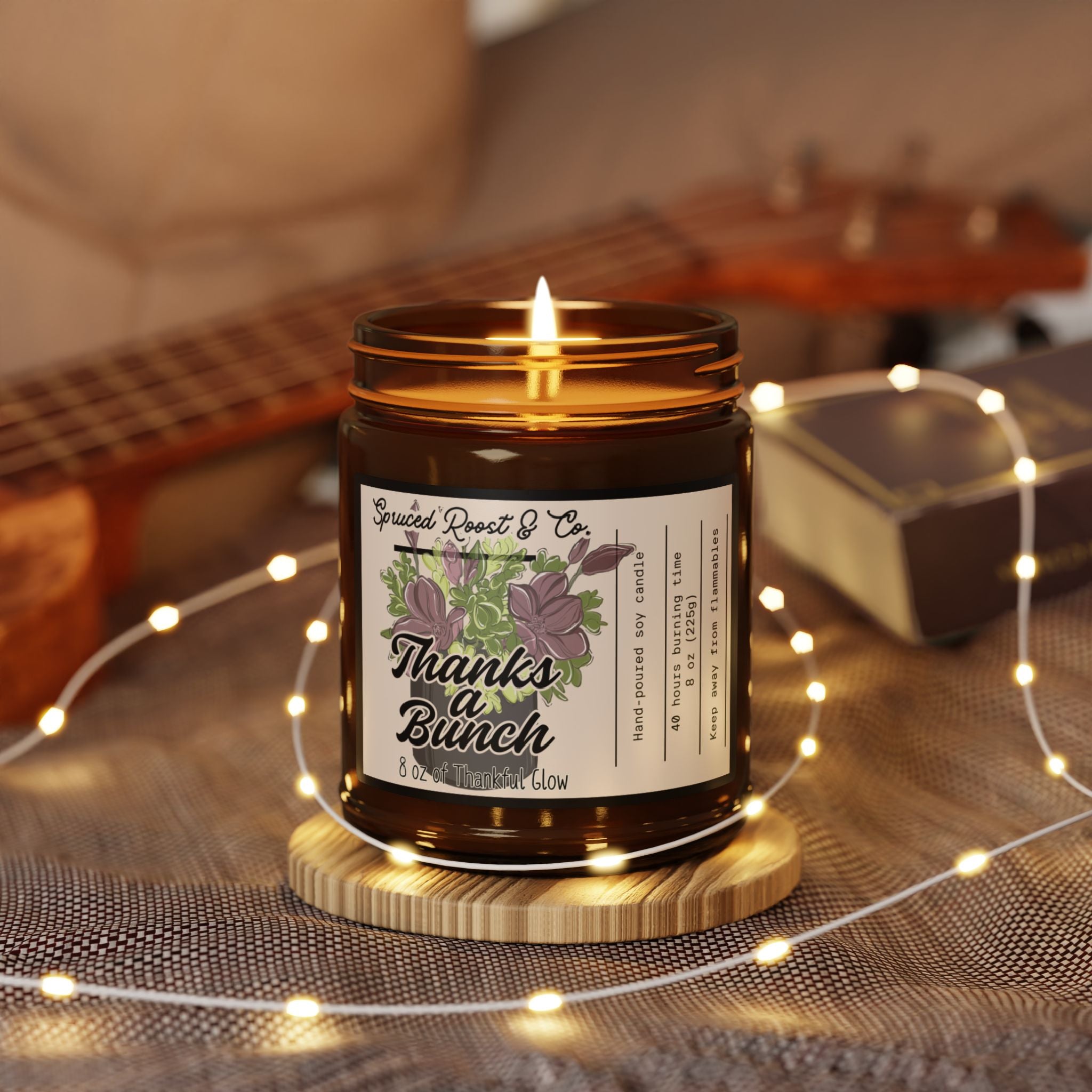 Thanks a Bunch! Scented Soy Candle (Multi-Size, Amber Jar)