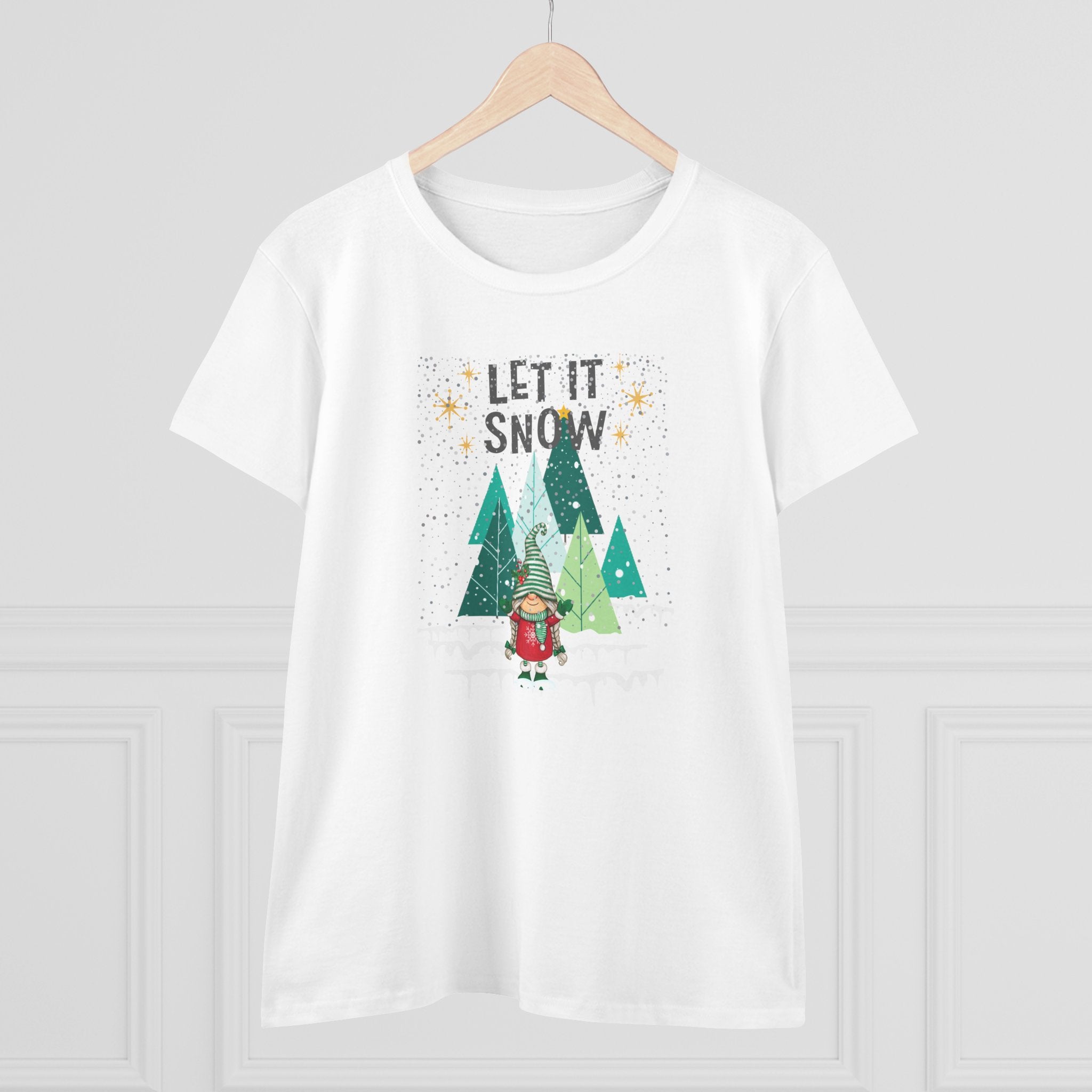 Let it Snow Gnome - Slim Women's Midweight Cotton - Tee S-3XL
