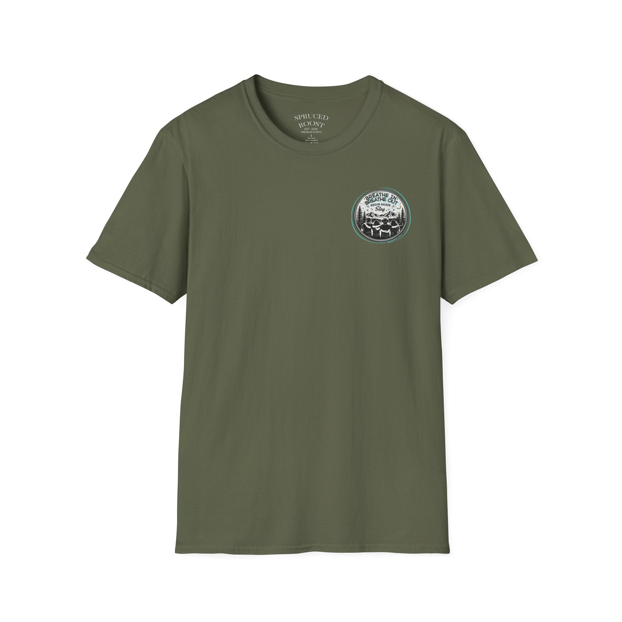 Breathe In, Breathe Out - Men's Unisex Sized Crew Graphic T-Shirt