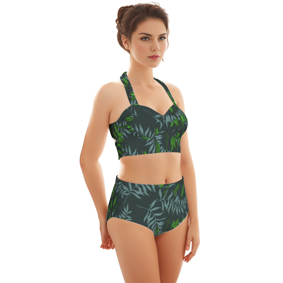 Verdigreen Trellis Women's Swimsuit Set With Halter