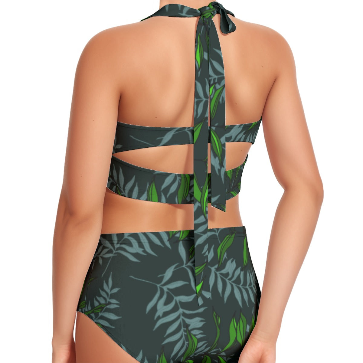 Verdigreen Trellis Women's Swimsuit Set With Halter