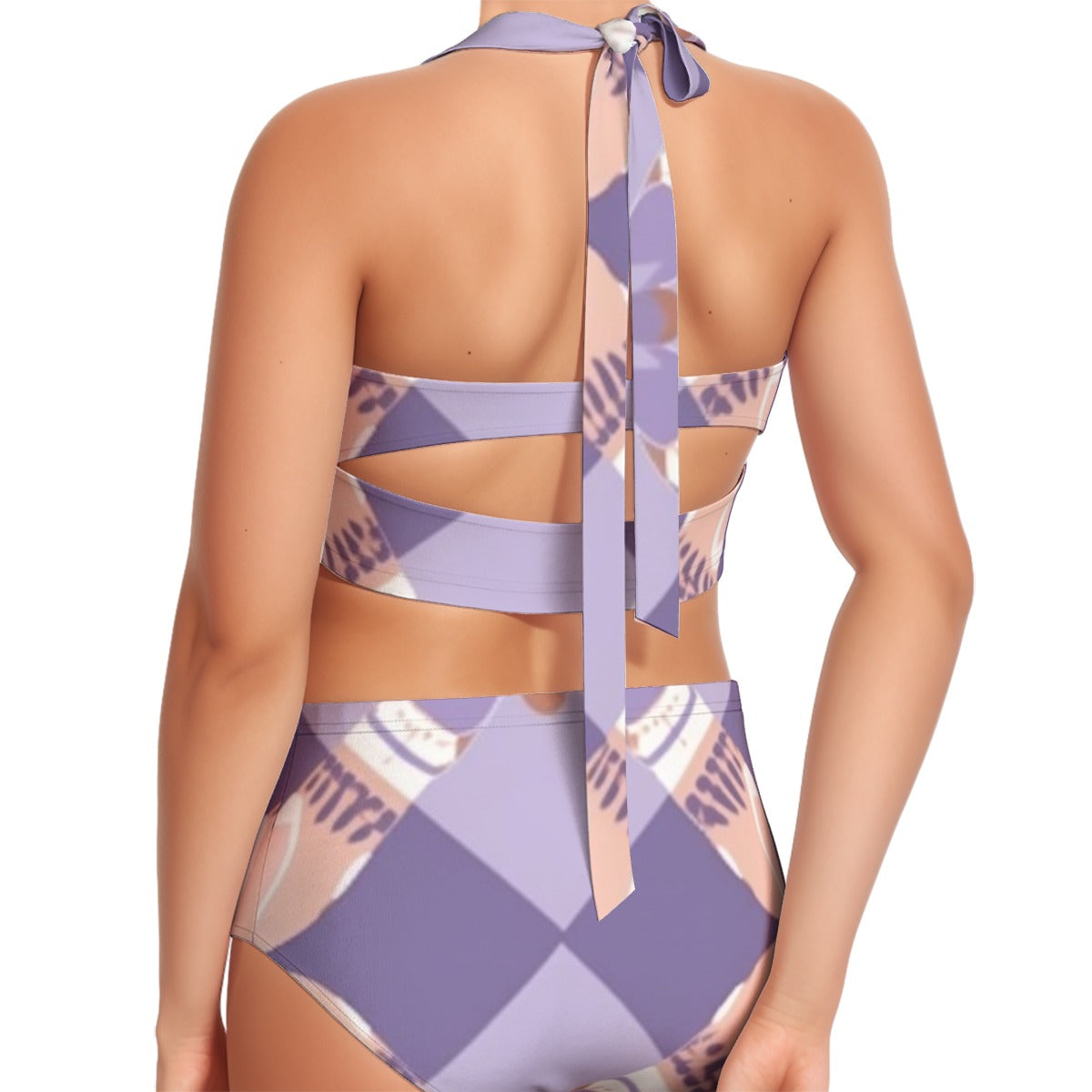 Argyle Pastels Women's Swimsuit Set With Halter