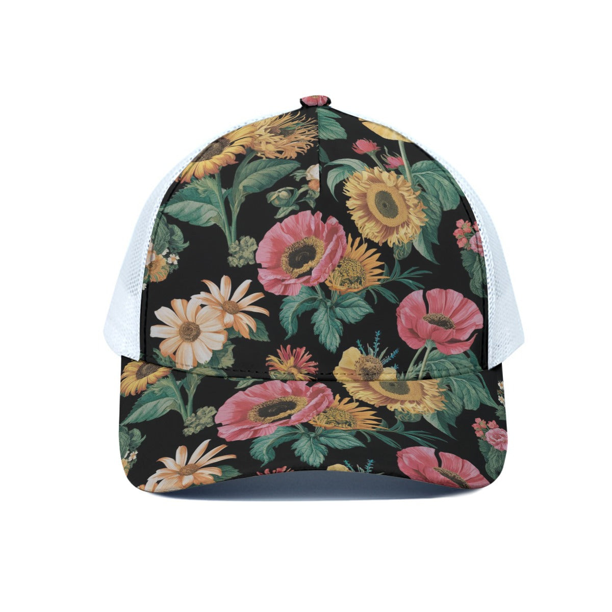 Summer Sun Trucker Hat With White Half-mesh
