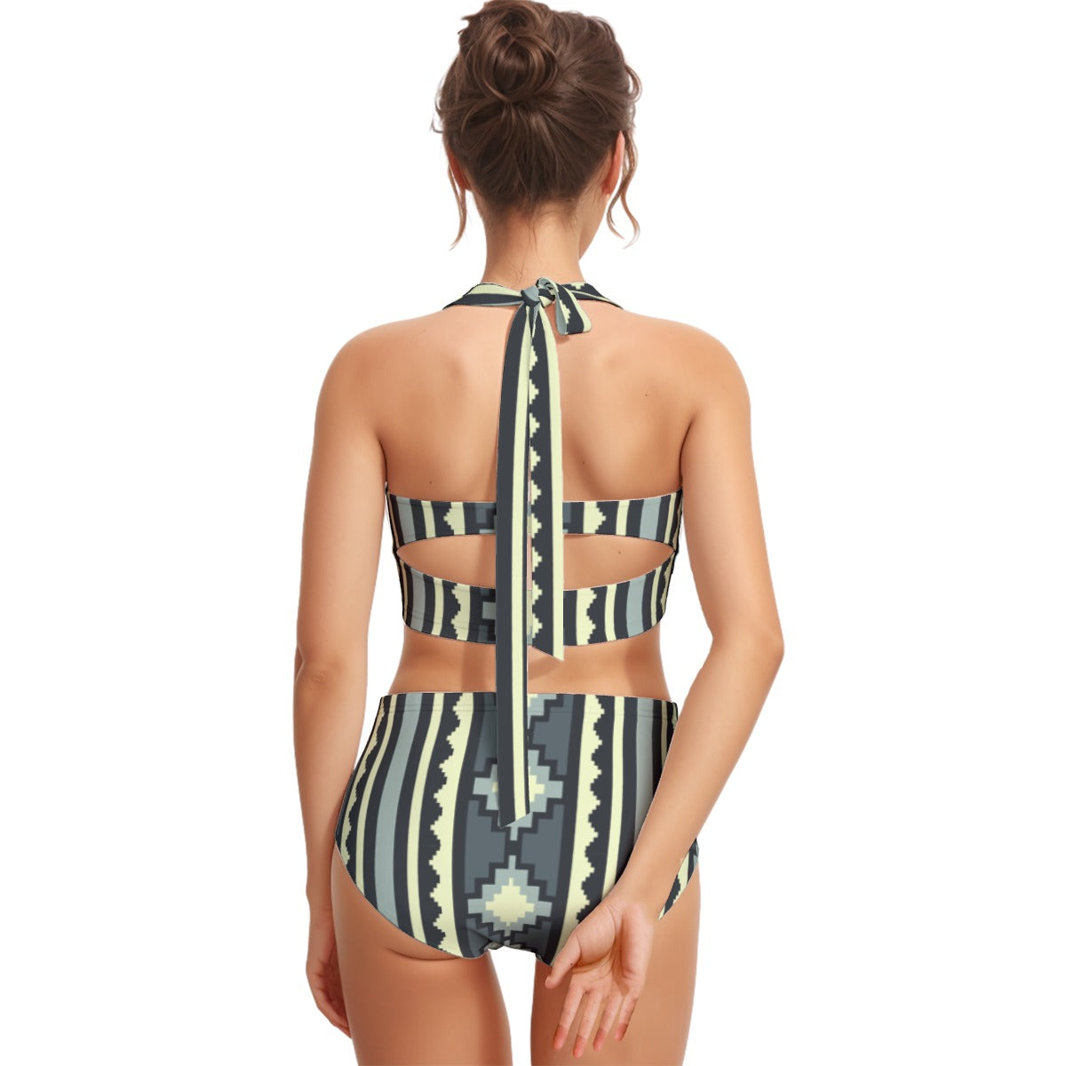 Aztec Women's Swimsuit Set With Halter