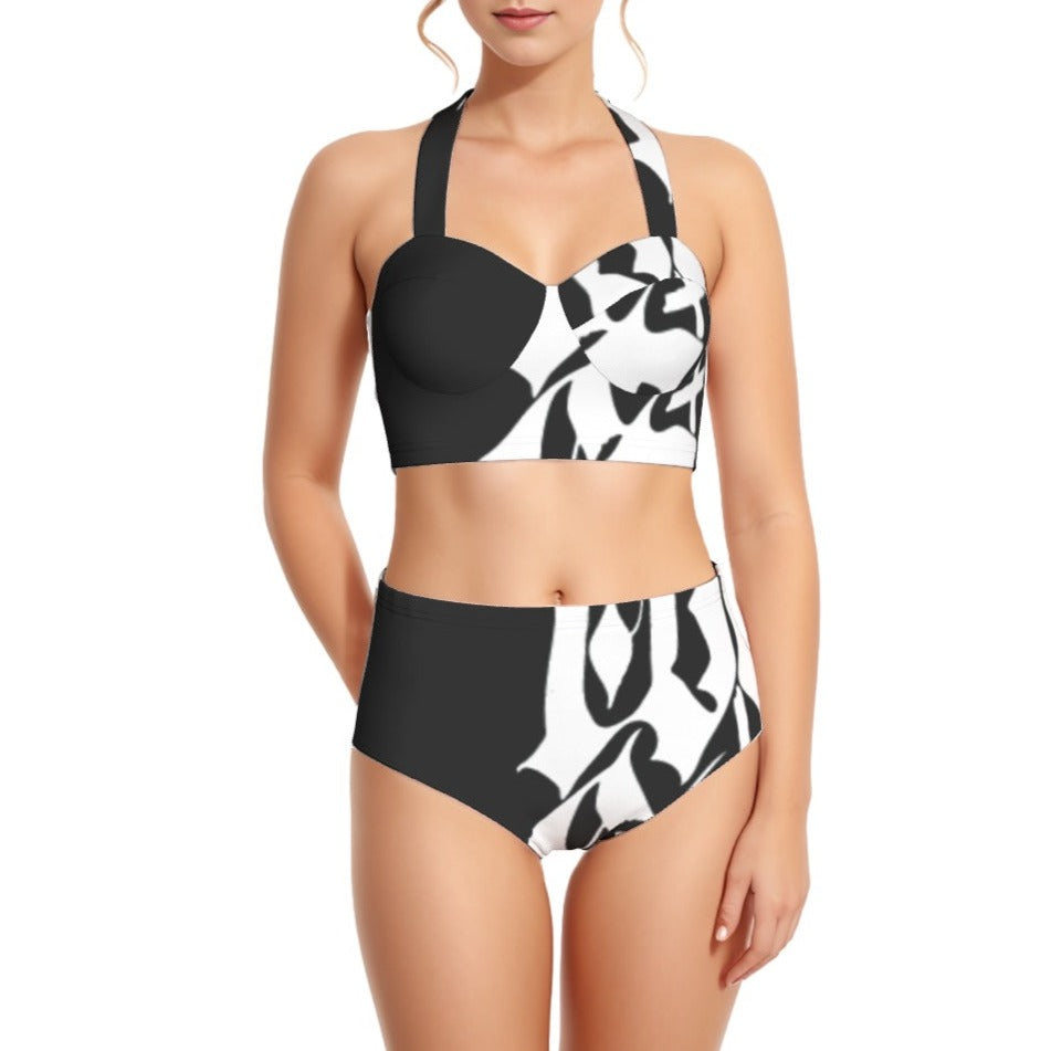 Mod Diva Women's Swimsuit Set With Halter