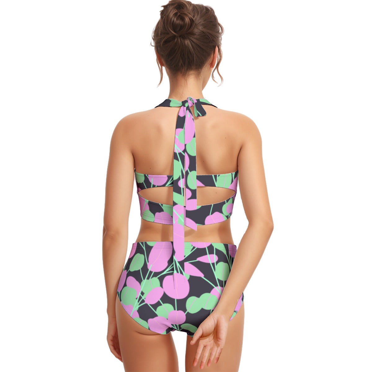 Plum Tree Women's Swimsuit Set With Halter