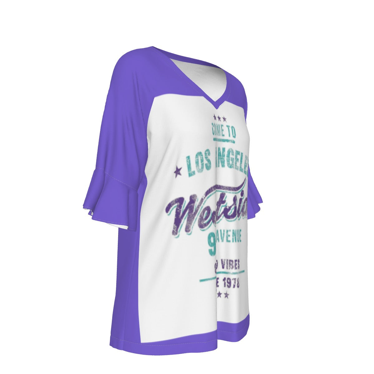 Westside Los Angeles V-neck Women's T-shirt With Bell Sleeve