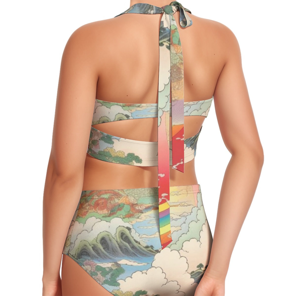 Celestial Serenity Women's Swimsuit Set With Halter