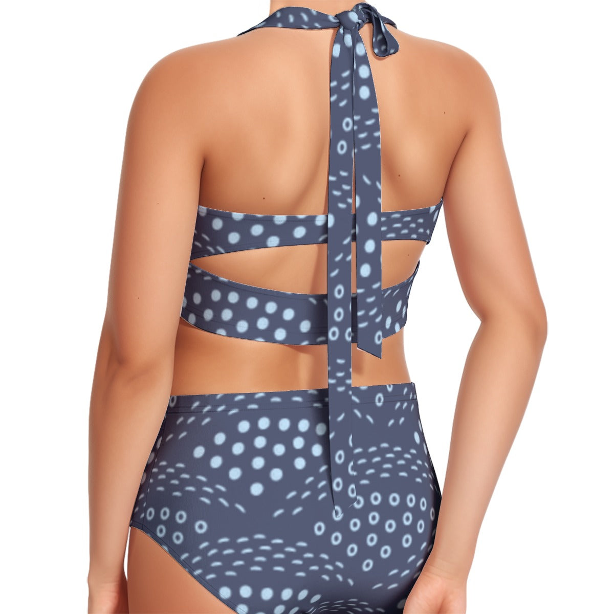 Dots & Dashes Women's Swimsuit Set With Halter