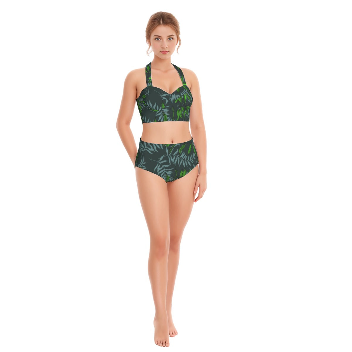 Verdigreen Trellis Women's Swimsuit Set With Halter