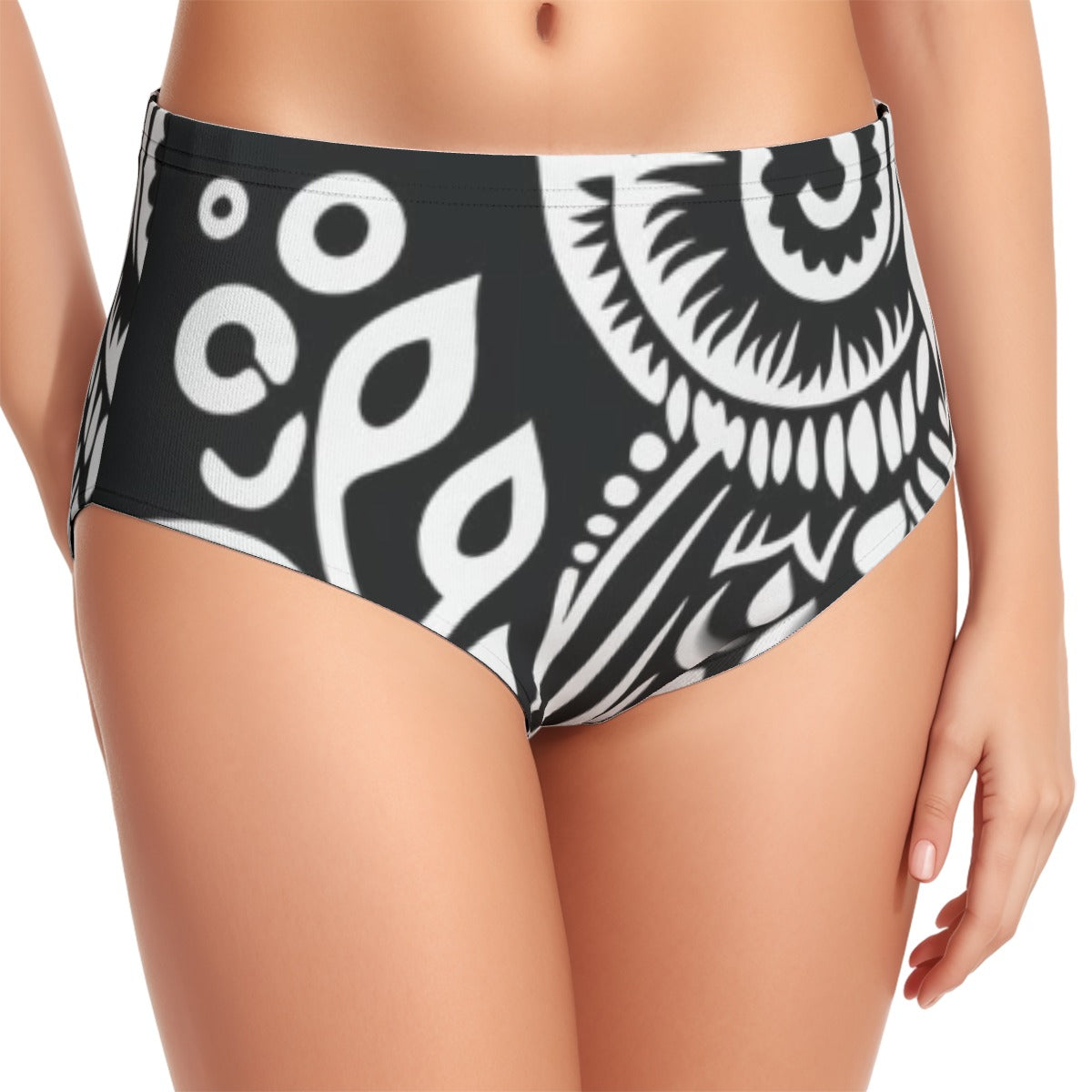 Intricacies B&W Women's Swimsuit Set With Halter