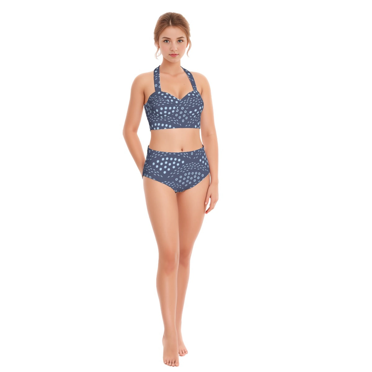 Dots & Dashes Women's Swimsuit Set With Halter