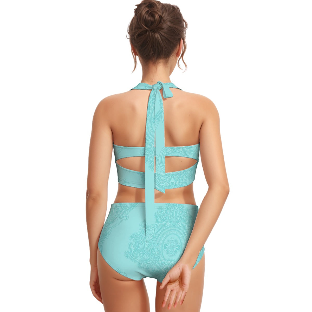 Seafoam Women's Swimsuit Set With Halter