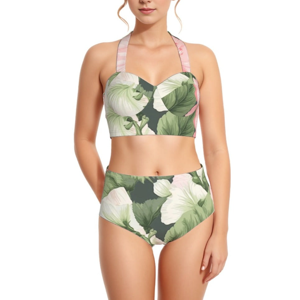 Blush & Bloom Women's Swimsuit Set With Halter