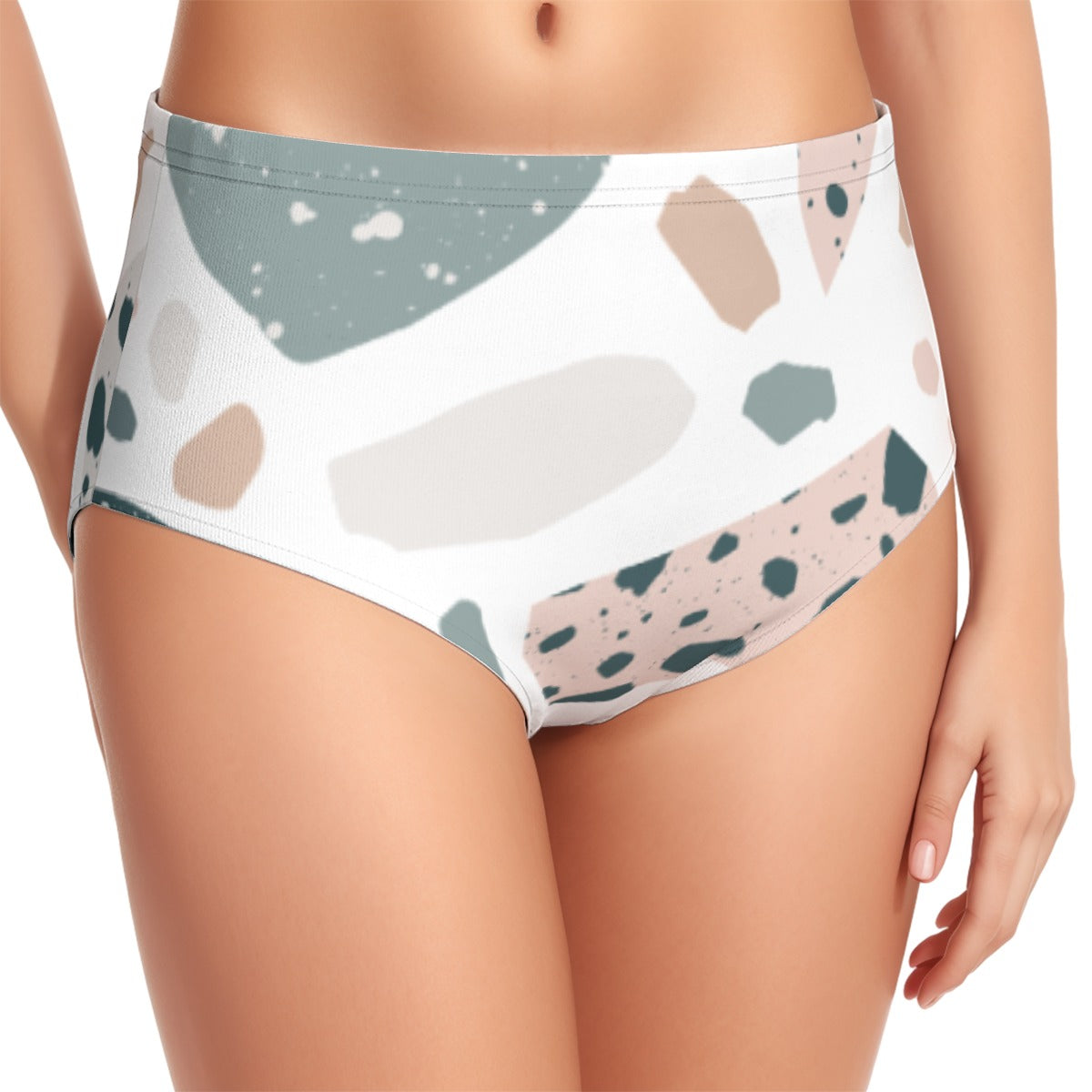 Spackled Print Women's Swimsuit Set With Halter