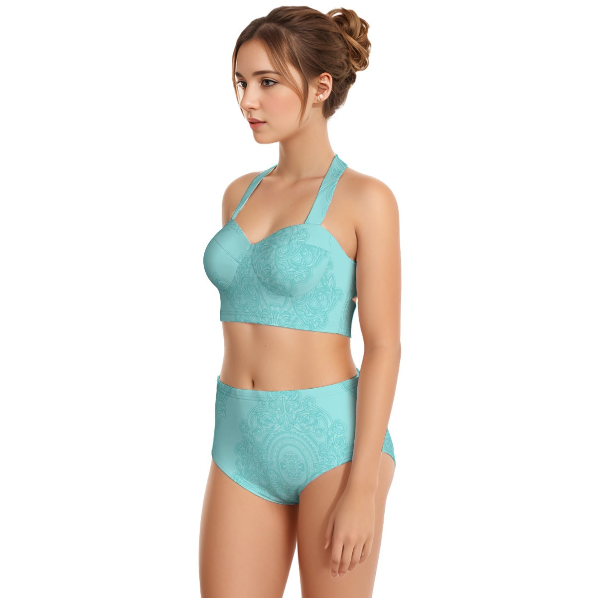 Seafoam Women's Swimsuit Set With Halter