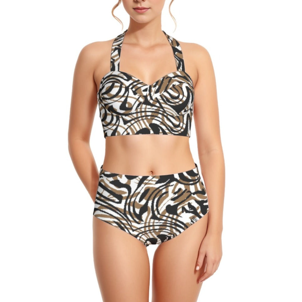 Natural Wonder Women's Swimsuit Set With Halter