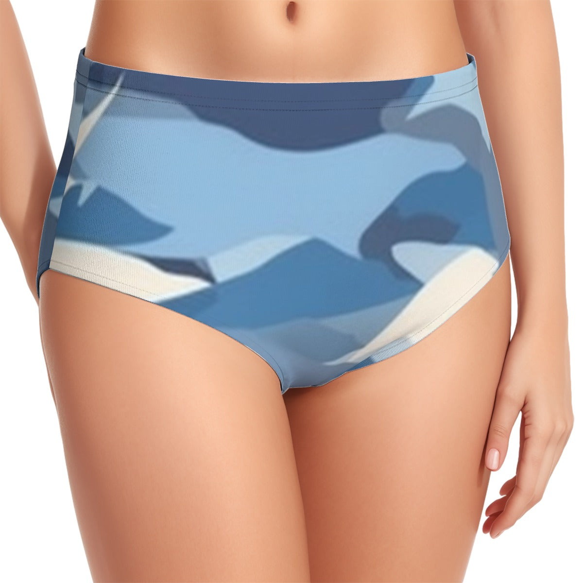 Bleu Camo Women's Swimsuit Set With Halter