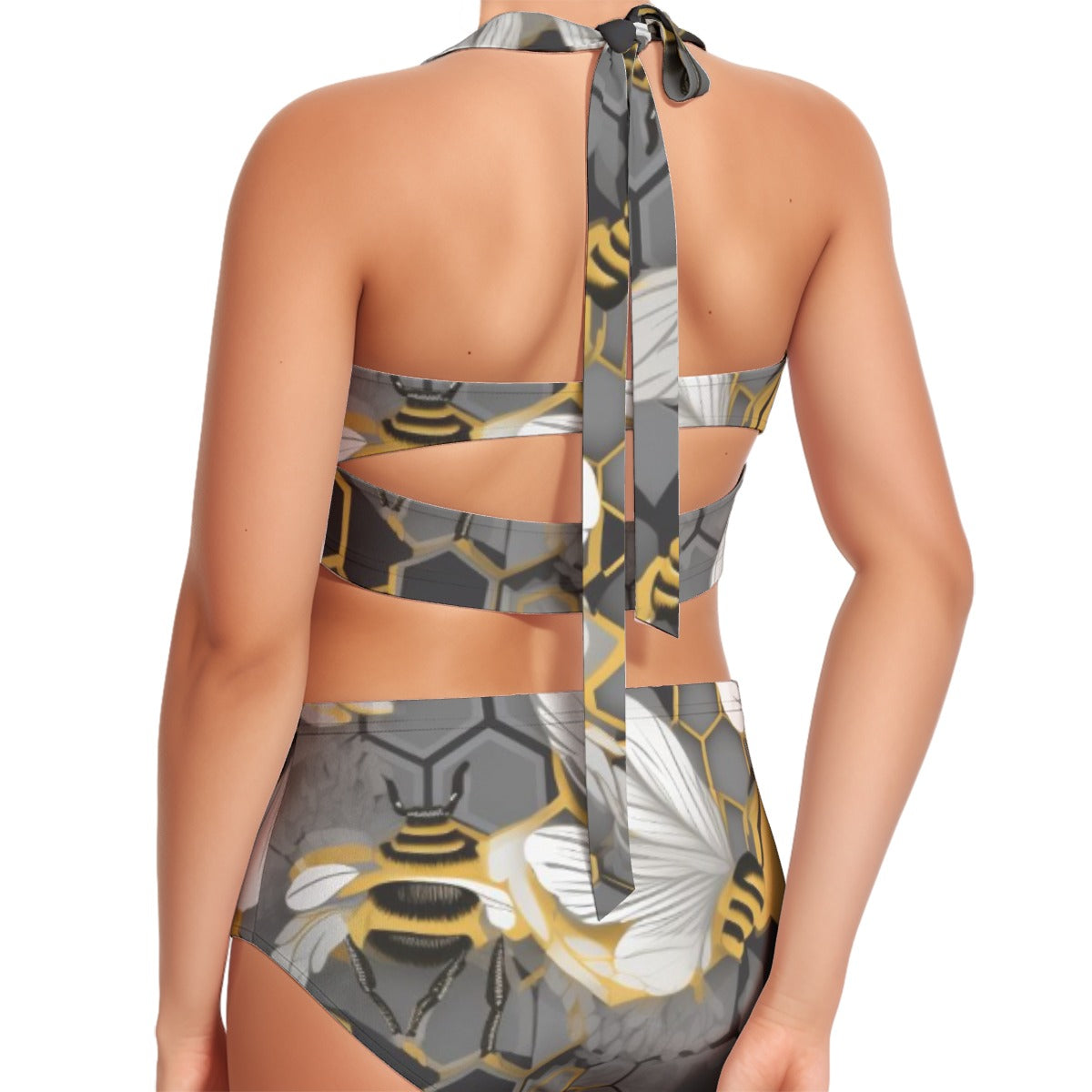 Bee Hivin' Women's Swimsuit Set With Halter