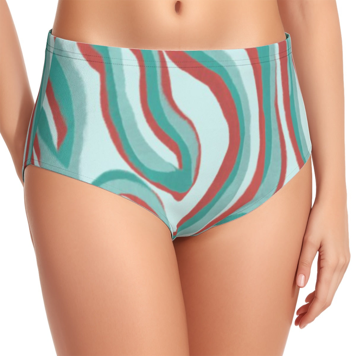 Aqua Swirl Women's Bikini Set With Halter