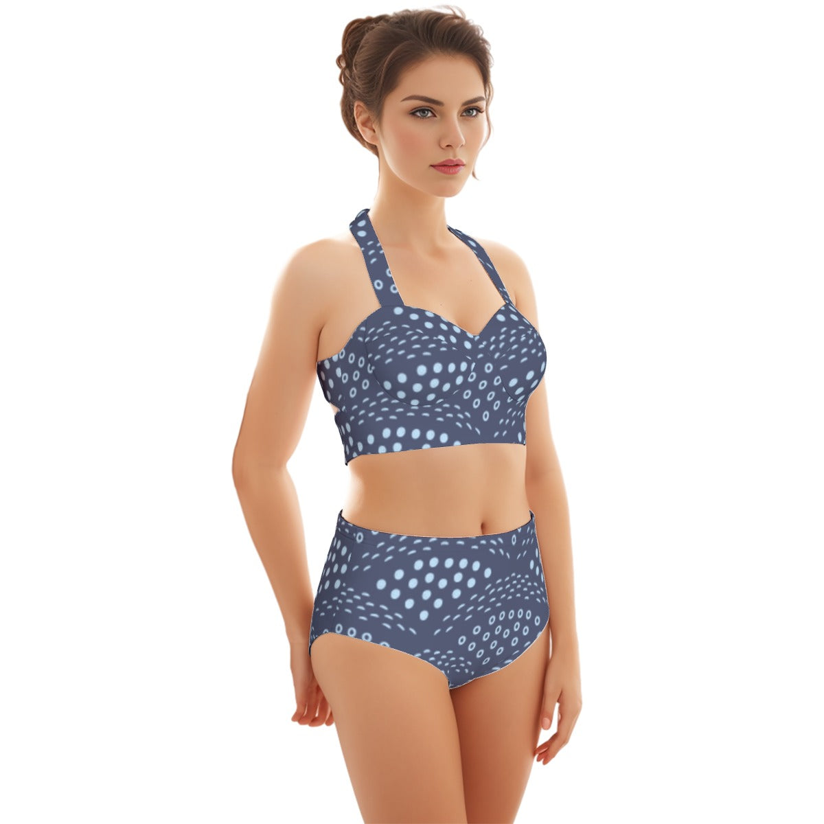 Dots & Dashes Women's Swimsuit Set With Halter