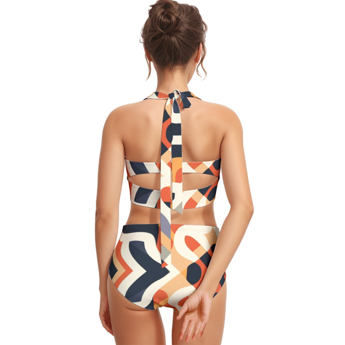 Adobe Camoflauge - AOP Women's Swimsuit Set With Halter