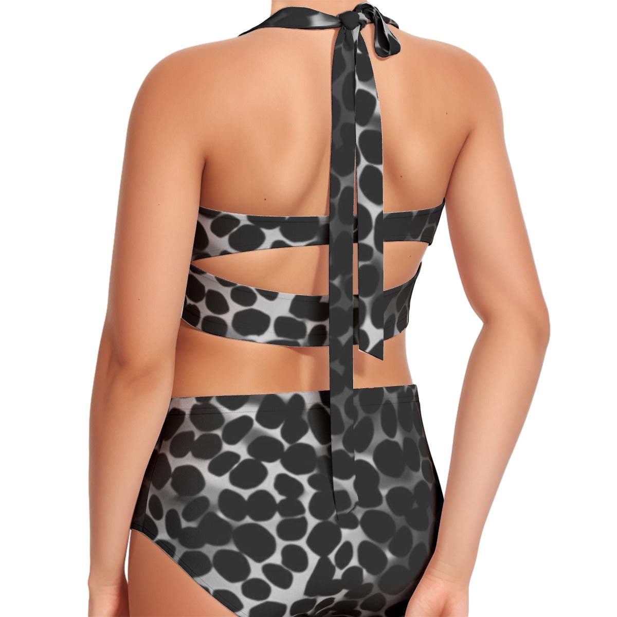 Spotted Women's Swimsuit Set With Halter