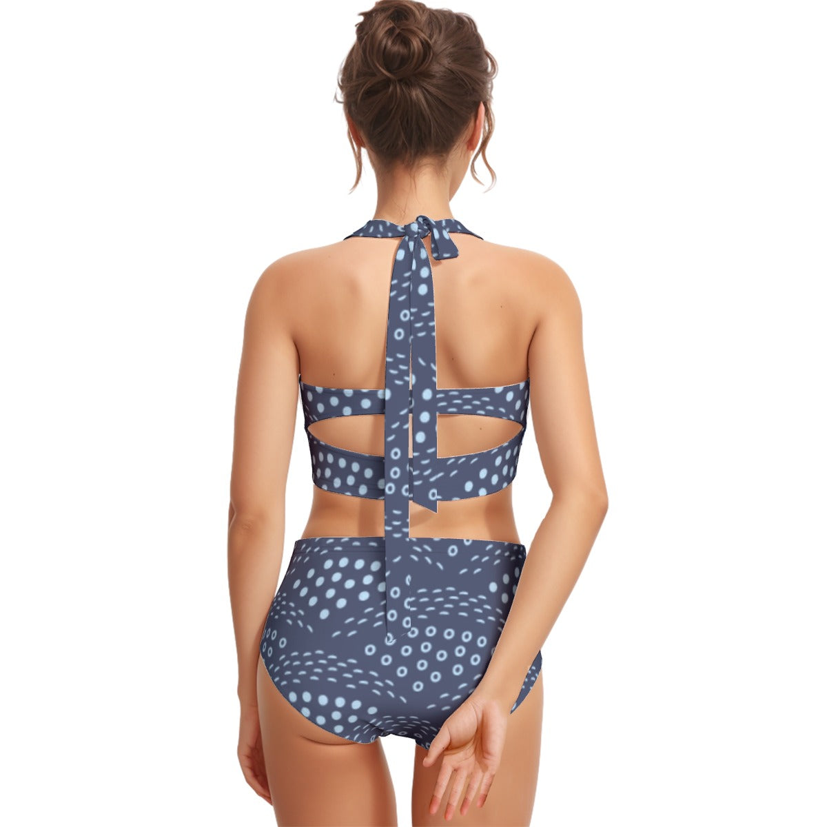Dots & Dashes Women's Swimsuit Set With Halter