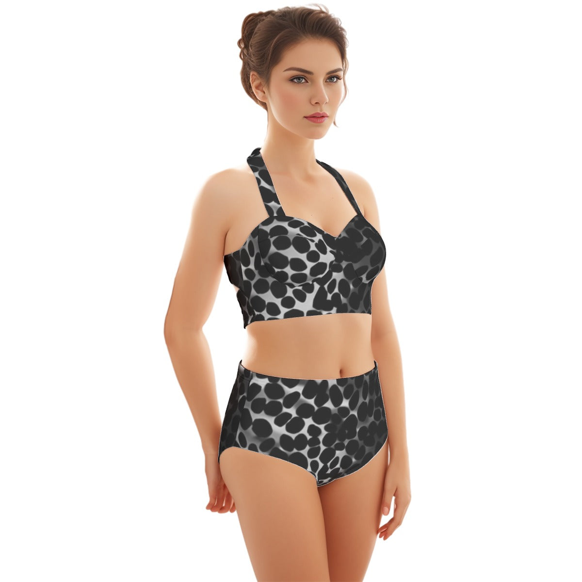 Spotted Women's Swimsuit Set With Halter