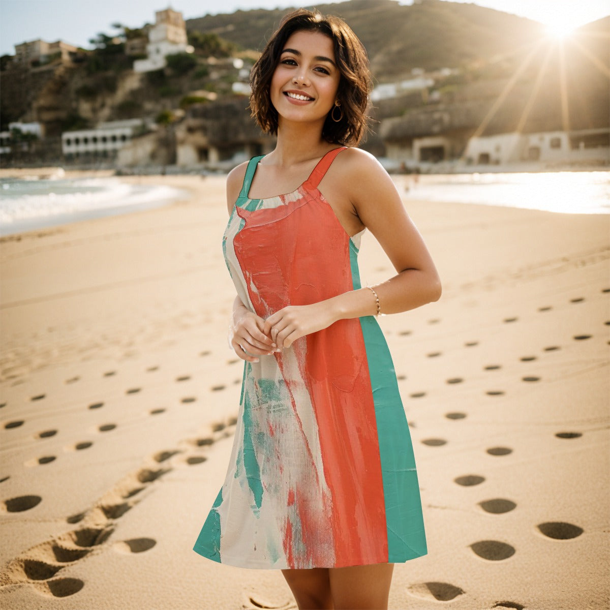 Terra Cotta Aqua Women's Sleeveless Cami Dress