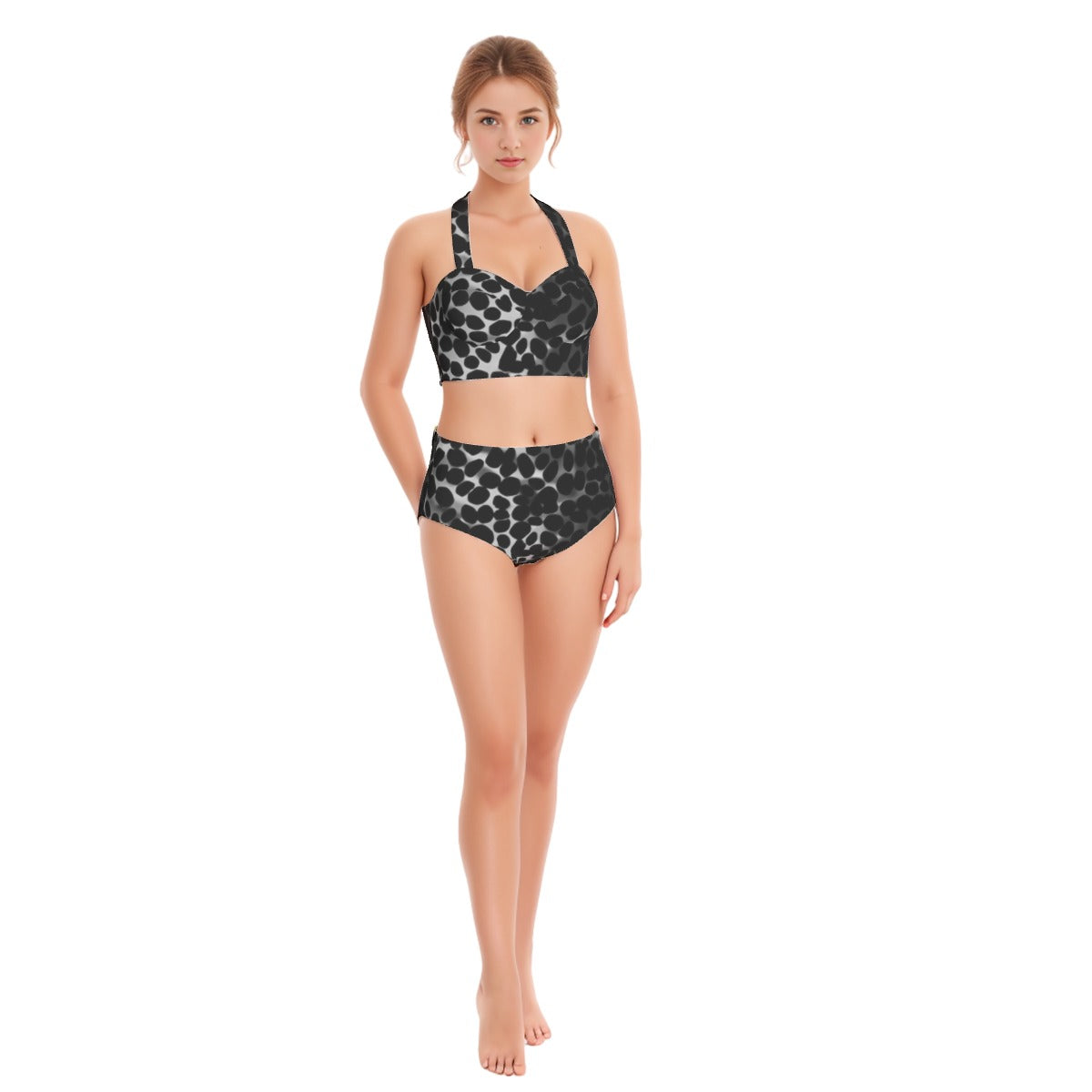 Spotted Women's Swimsuit Set With Halter