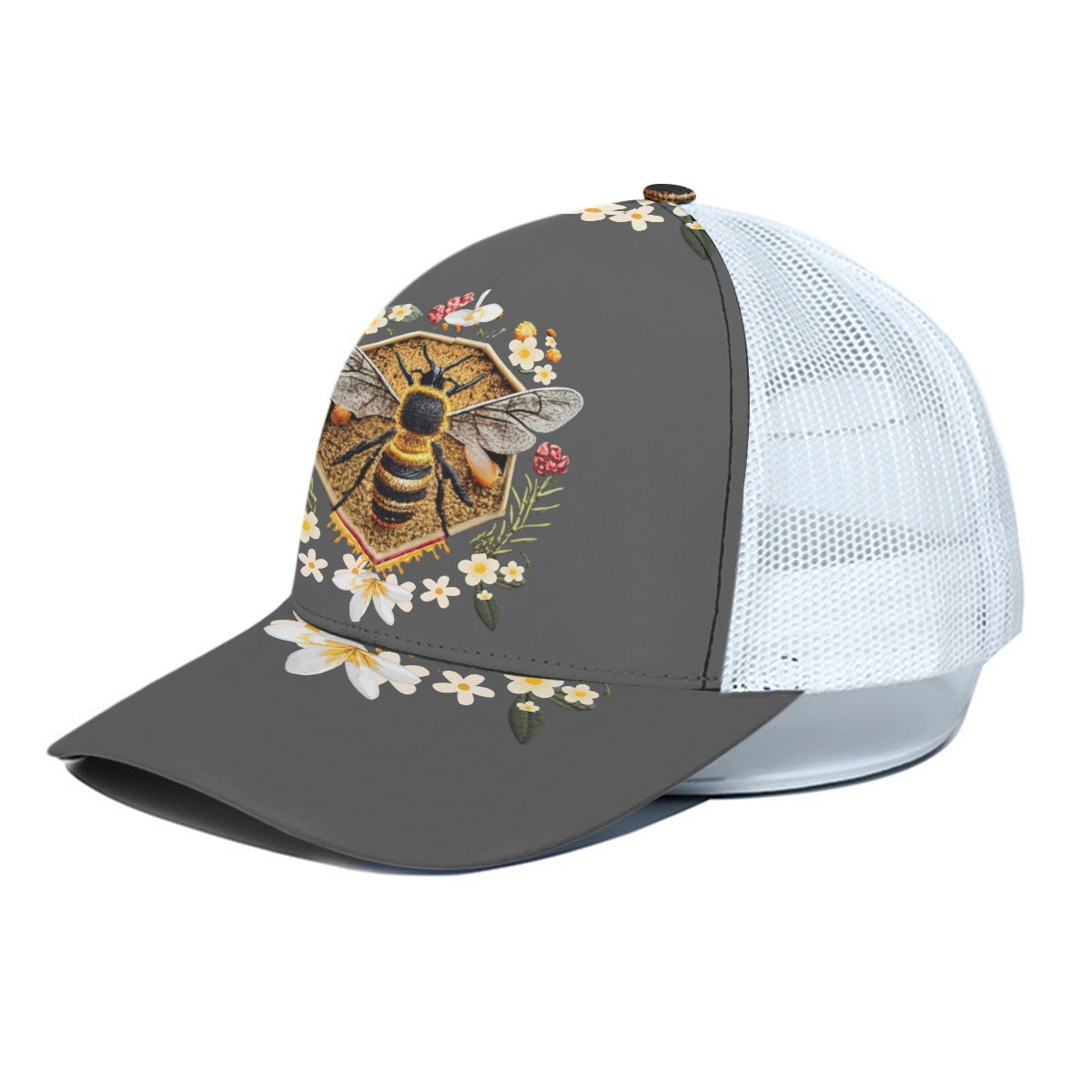 Bee Sweet Trucker Hat With White Half-mesh