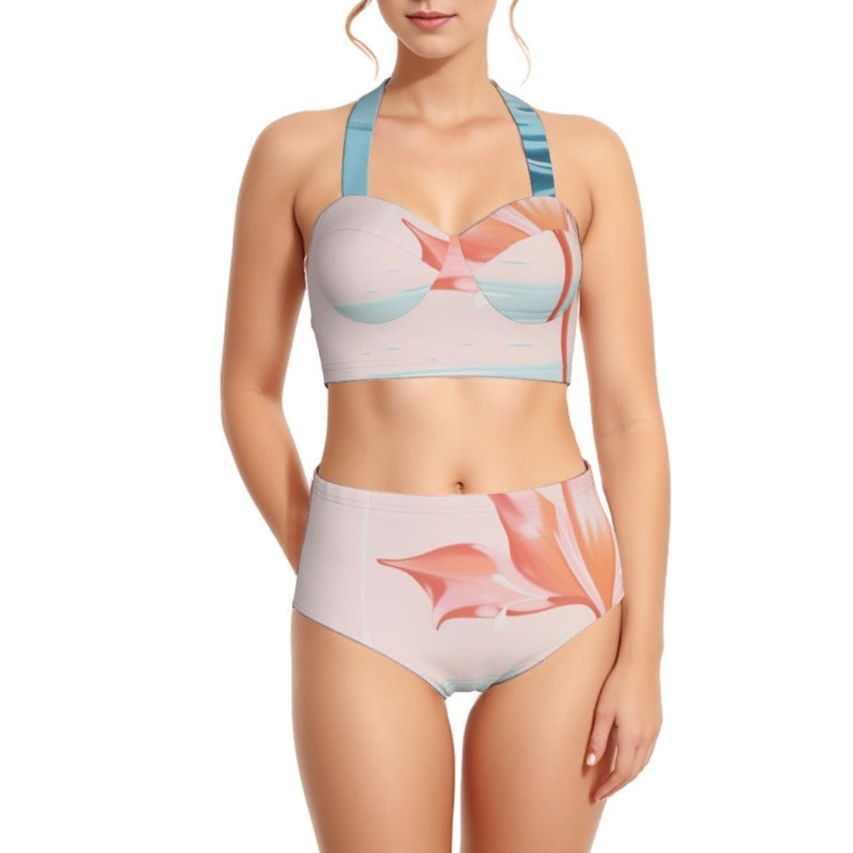 Aqua Blush Women's Bikini Swimsuit Set With Halter