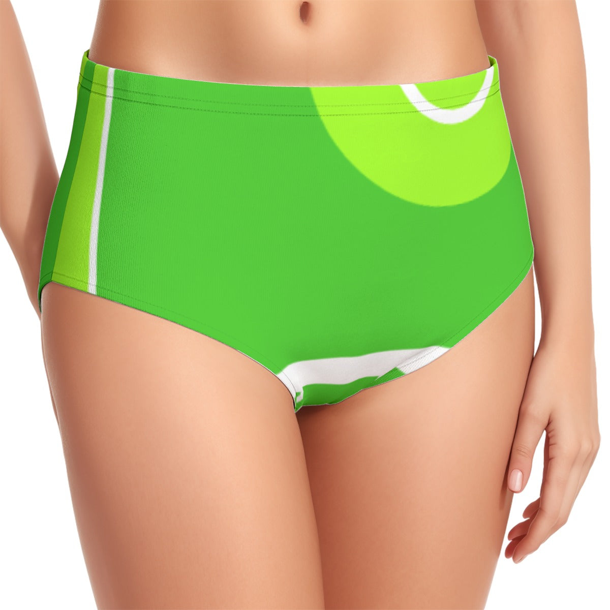 Neon Green Women's Swimsuit Set With Halter