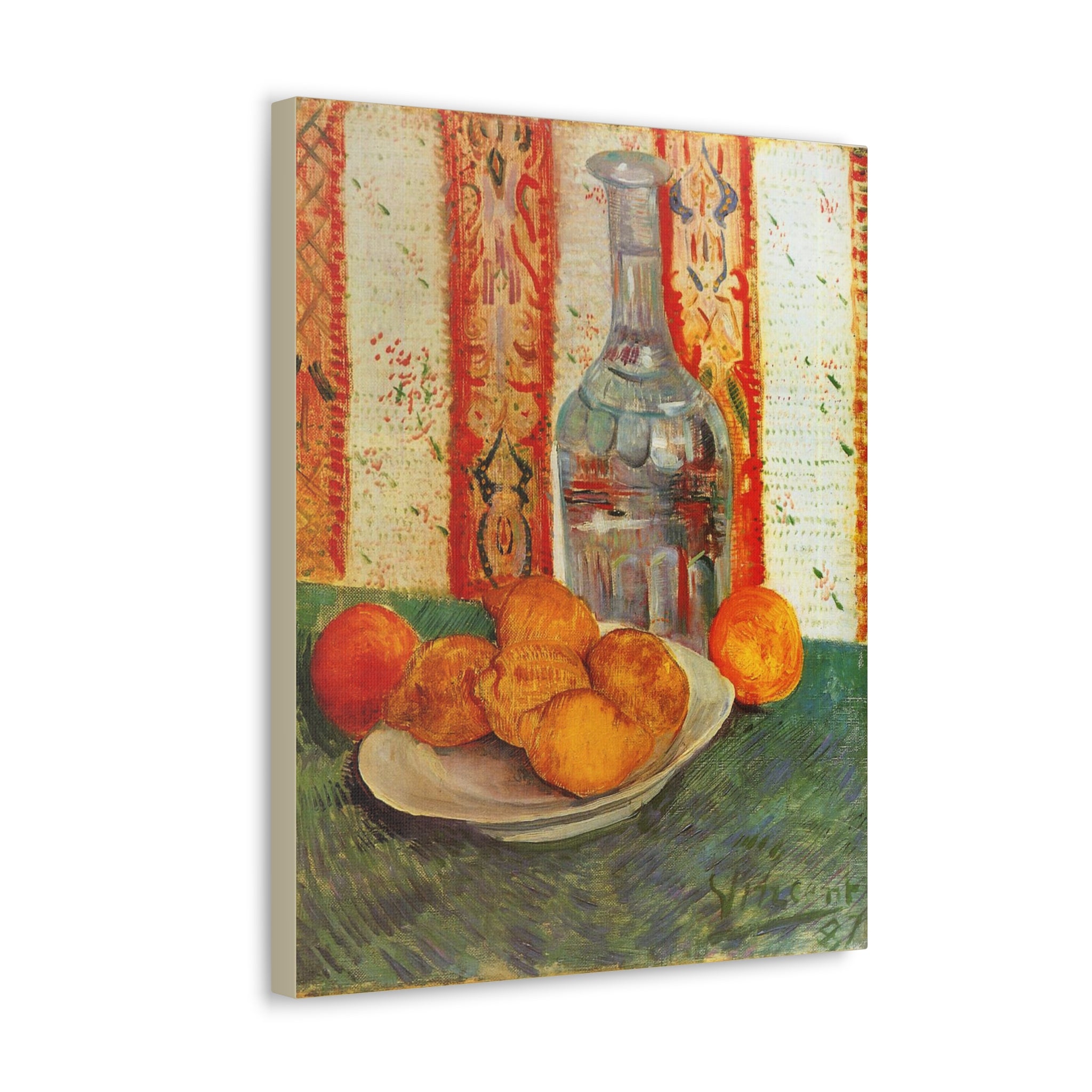 Still Life with Decanter and Lemons on a Plate - Vincent van Gogh - Canvas Gallery Wraps - Spruced Roost