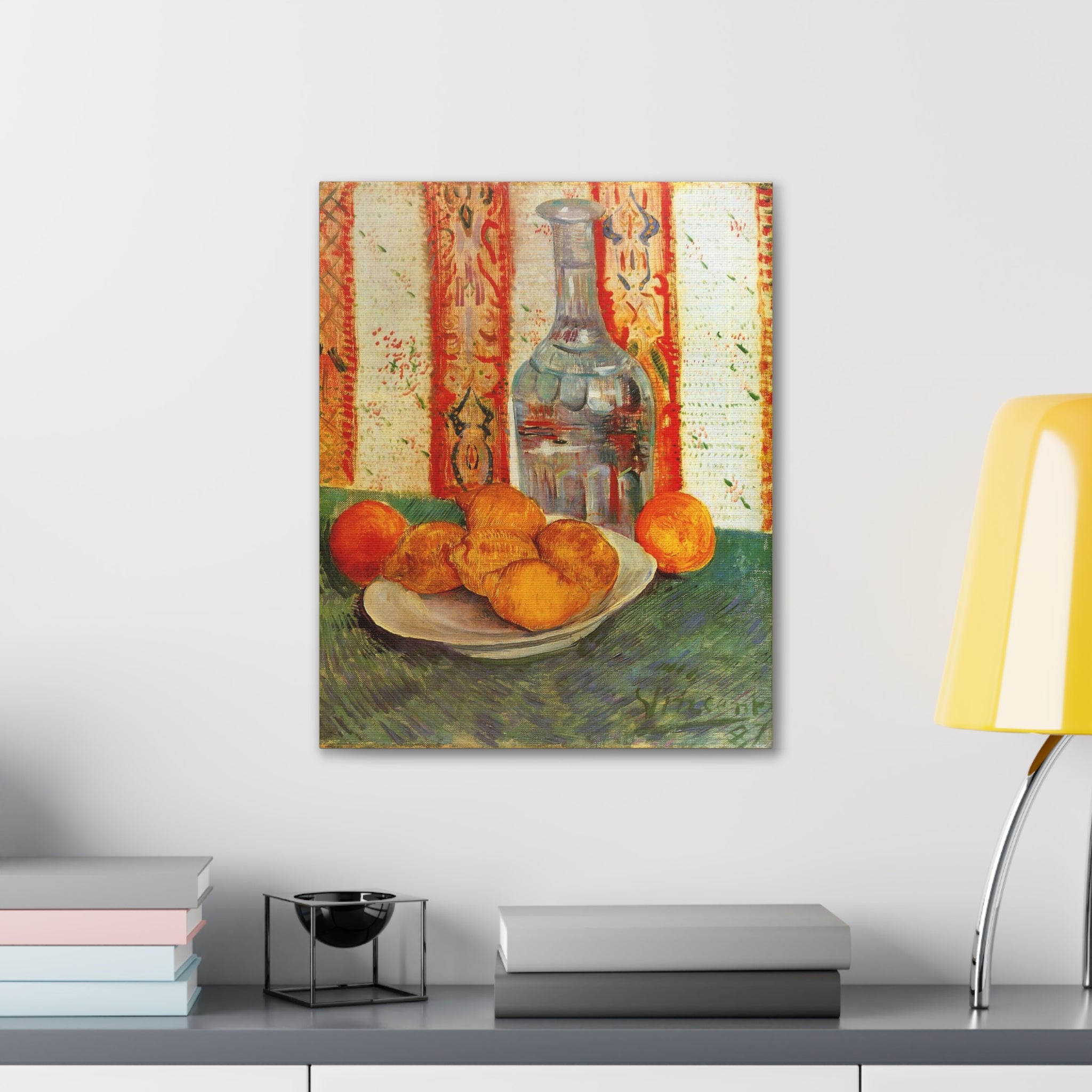 Still Life with Decanter and Lemons on a Plate - Vincent van Gogh - Canvas Gallery Wraps - Spruced Roost